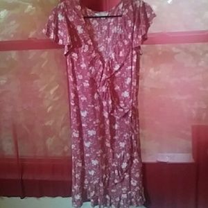 Flower printed knee length dress